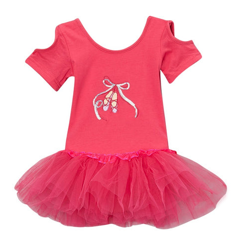 Girls Hot Pink Cut Out Sleeve Ballet Slipper Tutu Dress 12M-10 - SophiasStyle.com